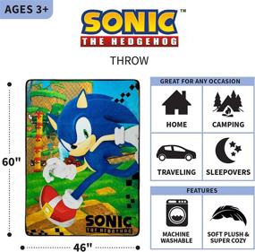 img 2 attached to 🦔 Super Soft Micro Raschel Throw, Sonic The Hedgehog, 46 in x 60 in - Franco Kids Bedding