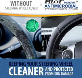 img 3 attached to 🚗 Pilot Automotive MIC-001E Universal Midnight Car Steering Wheel Cover with Microban Infusion for Antimicrobial Protection