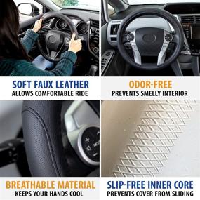 img 1 attached to 🚗 Pilot Automotive MIC-001E Universal Midnight Car Steering Wheel Cover with Microban Infusion for Antimicrobial Protection