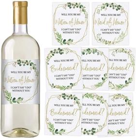 img 4 attached to 🍾 Gold Greenery Bridesmaid and Maid of Honor Wine Bottle Labels - Set of 8: Perfect Bridal Party Favors for Asking Bridesmaids and Maid of Honor, Unique Bridesmaid Proposal and Thank You Gifts