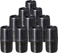 🔩 high-quality pack of 10 supply giant 1/2 inch black malleable steel pipes nipples - essential for building diy vintage furniture логотип