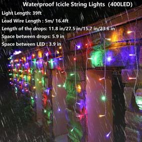 img 2 attached to 🎄 Joomer LED Icicle Christmas Lights, Multicolor - 400 LED 39ft Green Wire, 8 Modes with 80 Drops, Waterproof Outdoor Connectable String Lights for Christmas Decorations