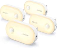 auvon night light plug in: bright motion sensor (120 lumens), dimmable smart led for bathroom, hallway, garage, toilet – 4 pack логотип