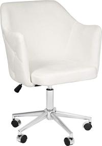 img 4 attached to 💺 Impressions Pearl Tufted Swivel Vanity Chair - Cushioned Velvet Seat, Adjustable Height (White)