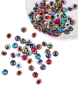 img 4 attached to 👁️ PH PandaHall 100pcs 8mm Animal Evil Eyes Cabochons: Dragon Eyes, Cat, Owl Glass Dome Gems for Halloween Cameos, Pendant Jewelry Making, Handcrafts & Scrapbooking