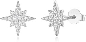 img 4 attached to Hypoallergenic Teen Girls' Small Star Earrings - Cubic Zirconia, 925 Sterling Silver, Platinum or 14K Gold Plated