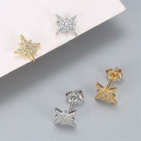 img 1 attached to Hypoallergenic Teen Girls' Small Star Earrings - Cubic Zirconia, 925 Sterling Silver, Platinum or 14K Gold Plated