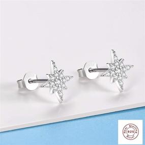 img 3 attached to Hypoallergenic Teen Girls' Small Star Earrings - Cubic Zirconia, 925 Sterling Silver, Platinum or 14K Gold Plated