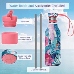 img 2 attached to 17oz Stainless Steel Vacuum Insulated Water Bottle with Straw Lid & Flex Cap, 3+1 Layers of Insulation, Reusable Metal Water Bottle for Outdoors/Sports/Fitness/Office, Suitable for Adults & Kids - Aloha