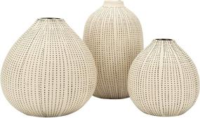 img 4 attached to Unique Stoneware Vase Set - White with Textured Black Polka Dots (Set of 3 Sizes) by Creative Co-op DF0842
