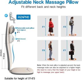 img 3 attached to 🌟 RENPHO Back Massager with Heat, Shiatsu Chair Massage Pad for Neck and Shoulder, Back Pain Massager, Height Adjustable Massage Seat Cushion, Fatigue Relief, Great Gift Idea