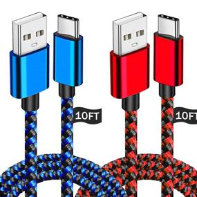 img 4 attached to 🔌 10FT 2Pack USB-кабель зарядки типа C - Короткое зарядное устройство для Samsung Galaxy и LG Stylo