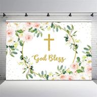 🌸 avezano флористический фон god bless: идеально подходит для первой святой причасти, крещения, крещения и вечеринки для малышей - розовый цветочный фон с точками бога - фотостудийными пропами высокого качества (7x5) логотип