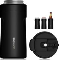 🍺 newest signice 12 oz stainless steel insulated can cooler - 4-in-1 design, double walled vacuum insulator for skinny tall slim can/standard regular can/beer bottle - matte black finish логотип