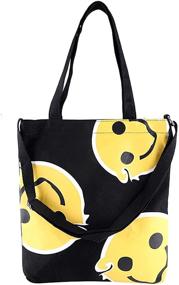 img 4 attached to Сумка Jeelow Canvas Tote: Стильные женские сумки и кошельки с двойными ручками в плечевых сумках.