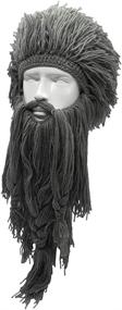 img 3 attached to 🧣 Merry July Men's Viking Horns Barbarian Beanie with Original Foldaway Beard - Vagabond Beanie Bearded Caps