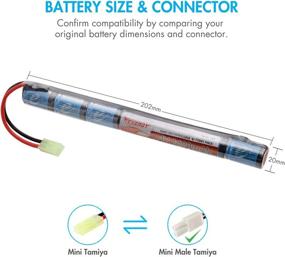 img 2 attached to 🔋 Tenergy 2 Pack Airsoft Battery 8.4V 1600mAh NiMH Stick Battery with Mini Tamiya Connector - High Performance Stick Style Batteries for Airsoft AEG (Replacement Battery)