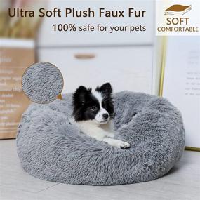 img 3 attached to 🐾 Ultra-Comfort Plush Calming Dog Bed - Anti-Anxiety Donut Cuddler for Small, Medium, and Large Dogs & Cats - Machine Washable and Waterproof Bottom - Premium Faux Fur Pet Bed