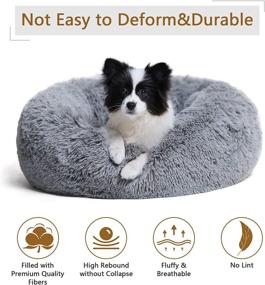 img 1 attached to 🐾 Ultra-Comfort Plush Calming Dog Bed - Anti-Anxiety Donut Cuddler for Small, Medium, and Large Dogs & Cats - Machine Washable and Waterproof Bottom - Premium Faux Fur Pet Bed