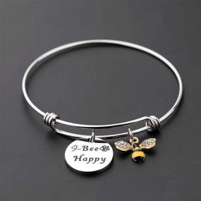 img 3 attached to 🐝 WUSUANED Bee Happy Honey Bee Bracelet: A Delightful Inspirational Jewelry Gift for Bee Lovers