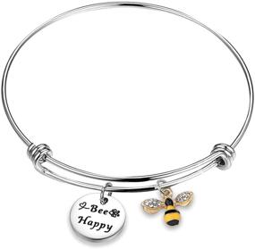 img 4 attached to 🐝 WUSUANED Bee Happy Honey Bee Bracelet: A Delightful Inspirational Jewelry Gift for Bee Lovers