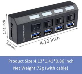 img 2 attached to 🔌 GYGES 4-Port USB 3.0 Hub: SuperSpeed with Individual On/Off Switches, 5Gbps Transfer Speed for MacBook, iPad, Laptop - Charging Included