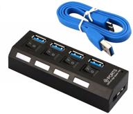 🔌 gyges 4-port usb 3.0 hub: superspeed with individual on/off switches, 5gbps transfer speed for macbook, ipad, laptop - charging included logo