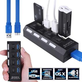 img 3 attached to 🔌 GYGES 4-Port USB 3.0 Hub: SuperSpeed with Individual On/Off Switches, 5Gbps Transfer Speed for MacBook, iPad, Laptop - Charging Included