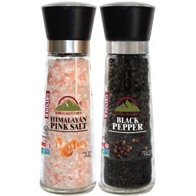 img 4 attached to 🌶️ Himalayan Chef Pink Salt and Pepper Grinders - Adjustable Ceramic Salt Grinder & Pepper Grinder - Tall Glass Shakers - Pepper Mill & Salt Mill Set, Large (5351AX2)