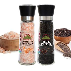 img 3 attached to 🌶️ Himalayan Chef Pink Salt and Pepper Grinders - Adjustable Ceramic Salt Grinder & Pepper Grinder - Tall Glass Shakers - Pepper Mill & Salt Mill Set, Large (5351AX2)