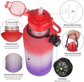 img 3 attached to 🥤 Reeho 64 OZ Half Gallon Motivational Water Bottle with Paracord Handle, Removable Straw, Leakproof BPA-Free Fitness Water Jug and Time Marker