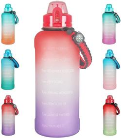 img 4 attached to 🥤 Reeho 64 OZ Half Gallon Motivational Water Bottle with Paracord Handle, Removable Straw, Leakproof BPA-Free Fitness Water Jug and Time Marker