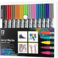 vibrant acrylic paint pens: 12 color non-toxic water-based markers for rock, ceramic, glass, wood, diy crafts & more (0.7mm tip) logo