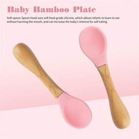 img 3 attached to 🍼 Bamboo Baby Spoons Set: Soft Silicone First Stage Weaning Feeding Spoons - 3 Pack for Babies and Toddlers