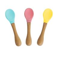 🍼 bamboo baby spoons set: soft silicone first stage weaning feeding spoons - 3 pack for babies and toddlers logo