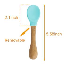 img 2 attached to 🍼 Bamboo Baby Spoons Set: Soft Silicone First Stage Weaning Feeding Spoons - 3 Pack for Babies and Toddlers