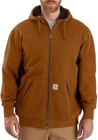 img 1 attached to Optimize SEO: Carhartt Men's Rain Defender Midweight Thermal-Lined Full-Zip Sweatshirt with Loose Fit