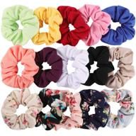 🎀 cute and comfy hair scrunchies set - 15 pieces of cotton elastic hair bands for women & girls logo