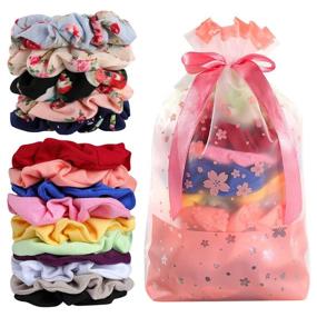 img 3 attached to 🎀 Cute and Comfy Hair Scrunchies Set - 15 Pieces of Cotton Elastic Hair Bands for Women & Girls