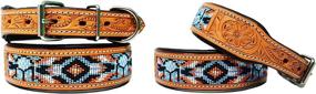 img 3 attached to 🐶 PRORIDER Medium 17-21 inch Rhinestone Dog Puppy Collar with Beaded Cow Leather Western Design - Model 6044