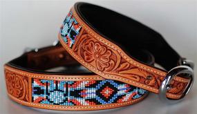 img 2 attached to 🐶 PRORIDER Medium 17-21 inch Rhinestone Dog Puppy Collar with Beaded Cow Leather Western Design - Model 6044