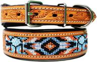 🐶 prorider medium 17-21 inch rhinestone dog puppy collar with beaded cow leather western design - model 6044 логотип