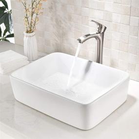 img 1 attached to 🚽 HLBLFY 19"x15" Above Counter White Porcelain Ceramic Bathroom Vessel Sink Basin Washing Bowl Set with Brushed Nickel Single Lever Faucet, Matching Pop Up Drain Combo - Vessel Sinks and Faucet Combo