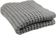 🔥 premium waffle weave hand towel: 100% natural cotton, lattice design, lint-free & extra soft, highly absorbent, fast-drying, fade-resistant colors (pewter) logo
