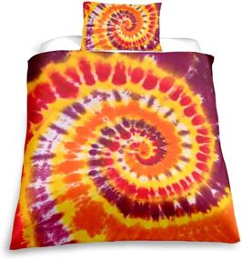 img 1 attached to ADASMILE A & S Colorful Tie Dye Bedding Set: Vibrant Orange and Yellow Psychedelic Swirl Pattern Printed Comforter Cover - Twin Size