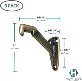 img 2 attached to 🔧 3 Pack Antique Brass Heavy Duty Handrail Bracket by HOWTOOL