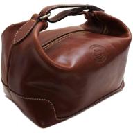 cenzo leather travel toiletry brown: organize and travel in style! logo