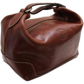 img 4 attached to Cenzo Leather Travel Toiletry Brown: Organize and Travel in Style!