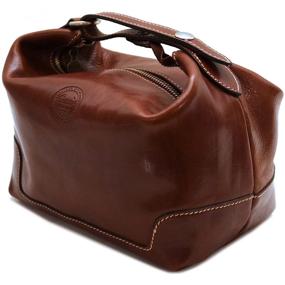 img 1 attached to Cenzo Leather Travel Toiletry Brown: Organize and Travel in Style!