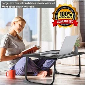 img 3 attached to Portable Laptop Bed Desk with Folding Legs - Multifunctional Tray for Writing, Eating, and Laptops - Ideal for Bed, Sofa, and Chair - Black